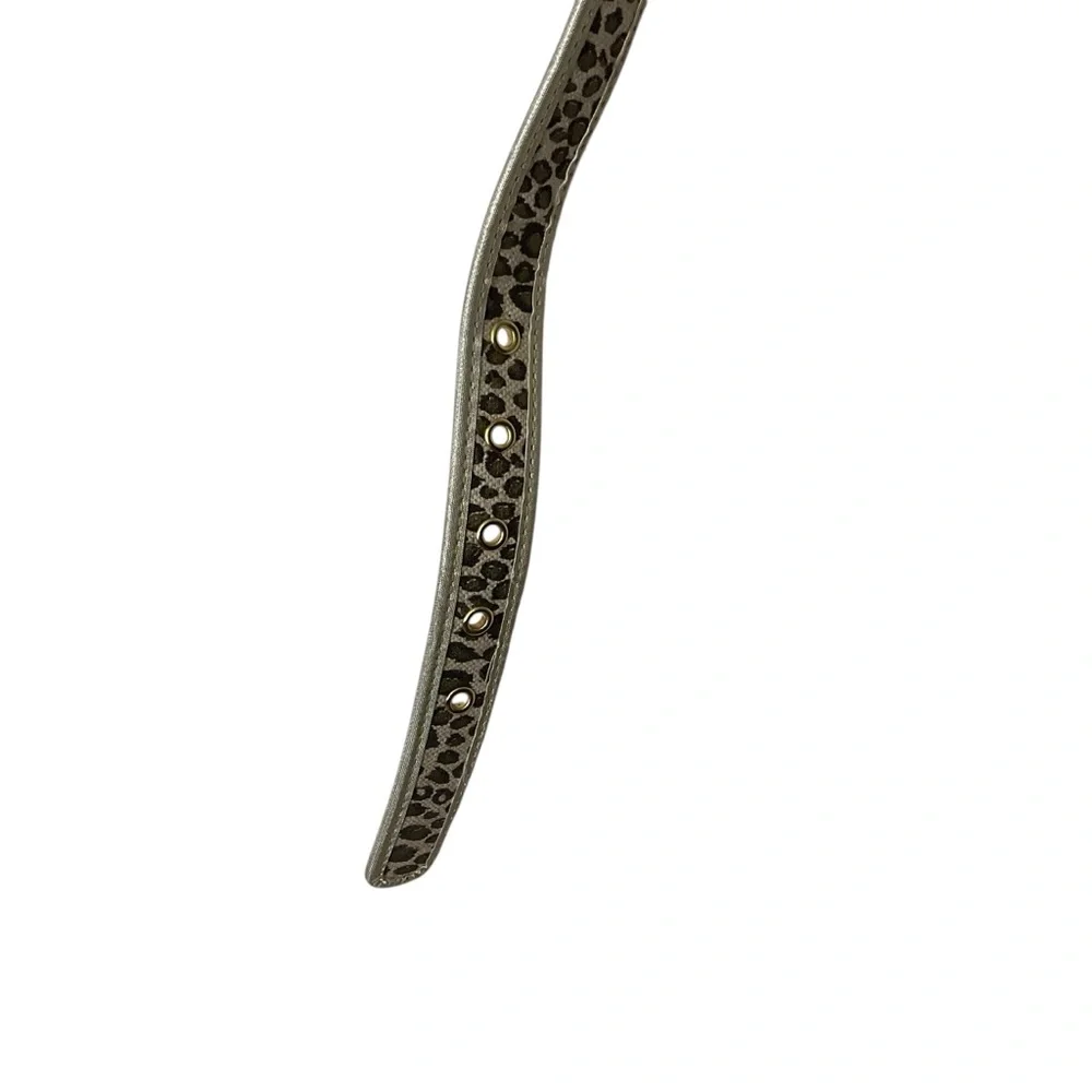 VINTAGE Belt sz Medium Leopard Print Neutral Colors Goldtone Hardware